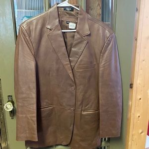 Mens brown leather sport jacket